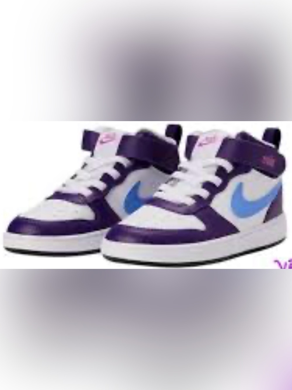 NIKE Borough Court Mid 2 Walker Purple Baby 
 Toddler Sneakers Velcro Basketball